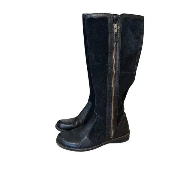 Clarks Black Nikki Park Suede Leather Side Zip Tall Equestrian‎ Boots Size 8.5 - Picture 5 of 10